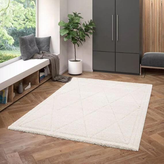 Tapis graphique effet 3D design crème Turgis